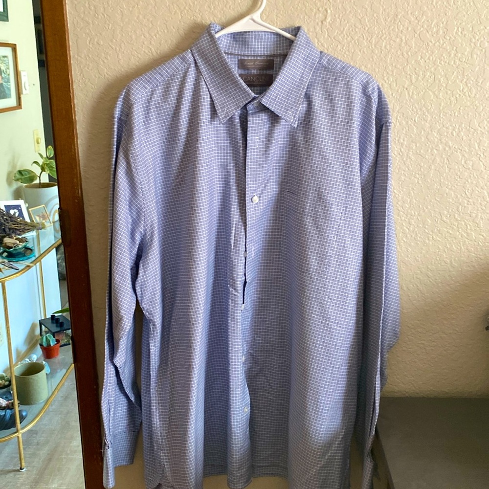 Canclini patterned blue dress shirt